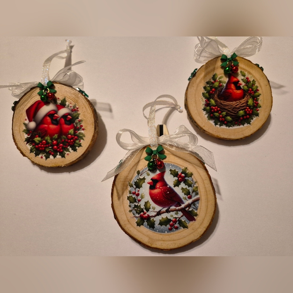 Festive Cardinal Ornament Trio